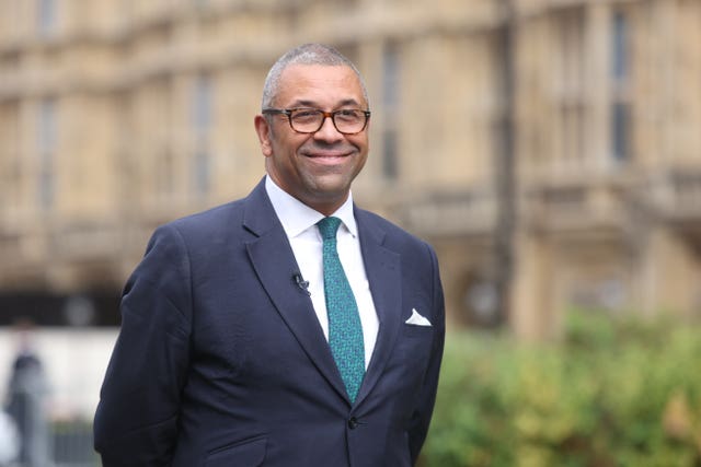 Secretary of State for Education James Cleverly speaking to the media on College Green, outside the Houses of Parliament, Westminster 