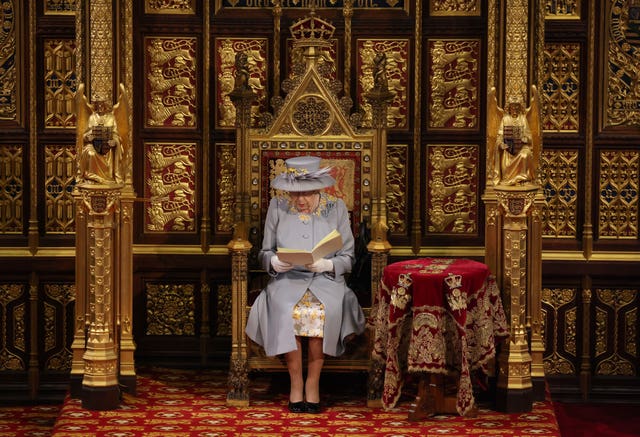 The Queen delivers the speech from the throne in House of Lords 