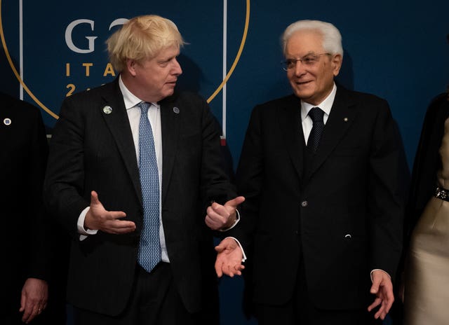 Italian President Sergio Mattarella, right, with Prime Minister Boris Johnson last year