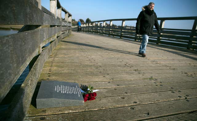 A memorial for the victims of the Shoreham air crash on a bridge near to the crash site