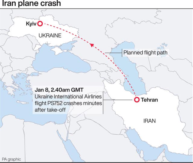 Iran plane crash graphic