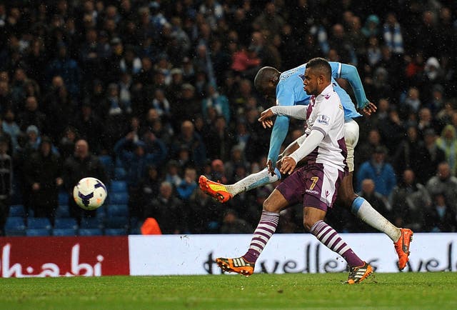 Toure charged upfield to score against Villa 