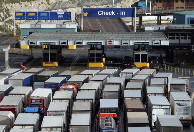 Lorries queue to enter the port of Dover