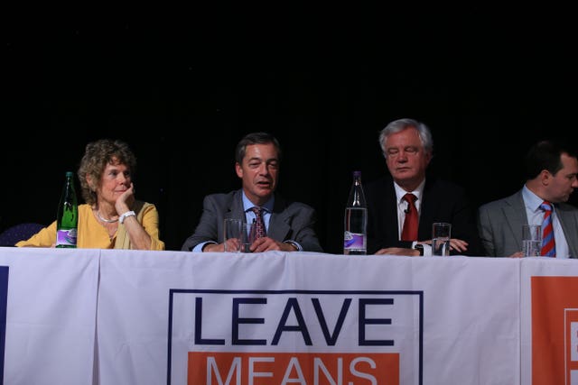 Kate Hoey, Nigel Farage and David Davis at a Leave Means Leave rally