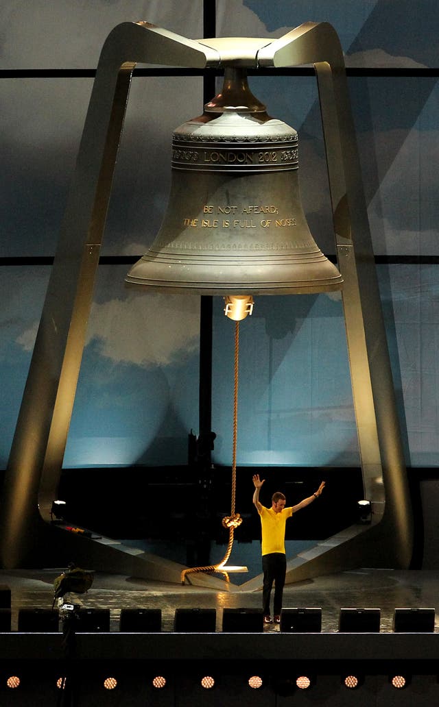 Bradley Wiggins ringing the Olympic bell in 2012 (Steve Pond/PA)