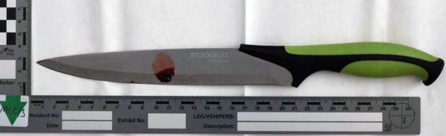 The knife allegedly used to fatally attack 14-year-old Scarlett Vickers