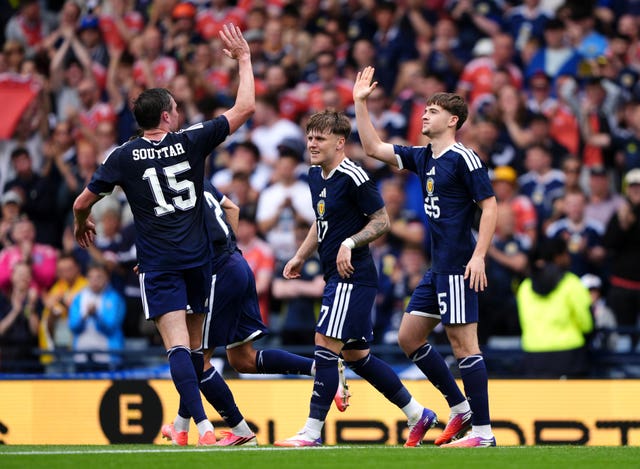 Findlay Curtis celebrates scoring 