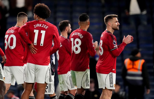 Manchester United players celebrate