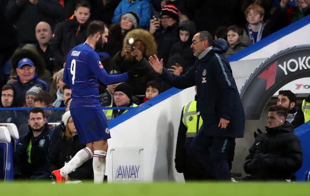 Gonzalo Higuain and Maurizio Sarri