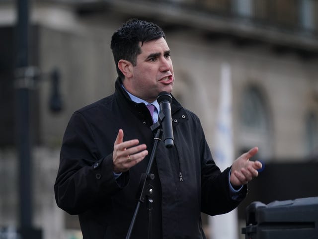 Richard Burgon speaks during nurses strike protest