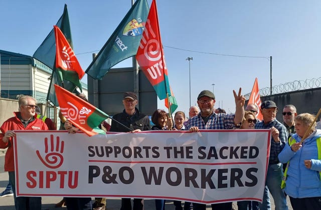 There was a protest held in Dublin in solidarity with the UK workers who lost their jobs (Jim McVeigh/Siptu/PA)
