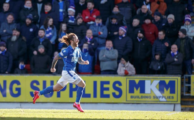 Stevie May celebrates scoring his side's second goal