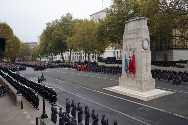 View of the Cenotaph war memorial on Whitehall