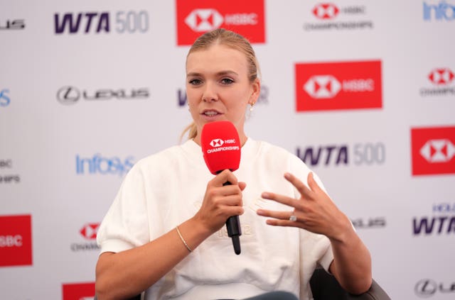 Katie Boulter speaks to the media 