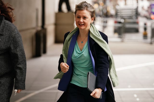 Shadow home secretary Yvette Cooper arrives at BBC Broadcasting House