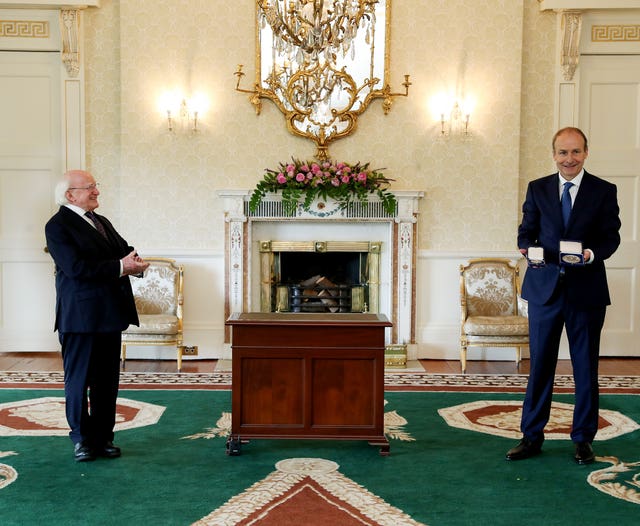 Micheal Martin with President Michael D Higgins