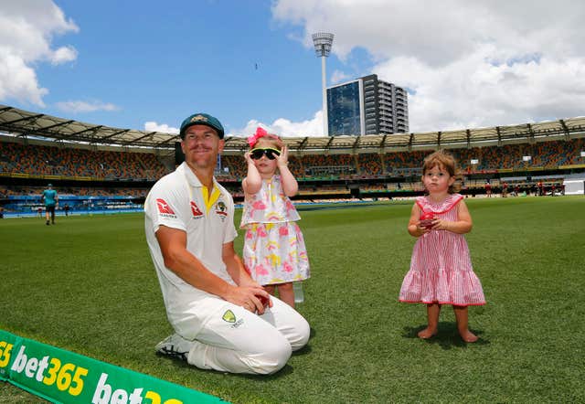 Australia’s David Warner with his daughters 