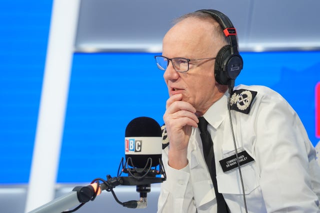 Sir Mark Rowley takes part on a phone-in on LBC