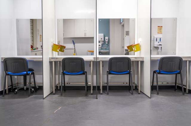 Booths in the drug consumption room