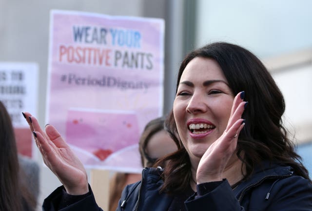 Monica Lennon at a period poverty protest