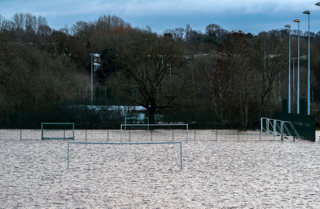 Flooded playing field