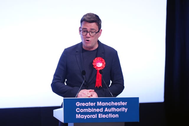 Andy Burnham speaks as he has been re-elected as Greater Manchester Mayor. 