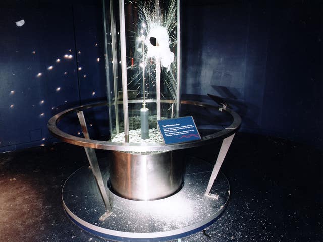 The shattered case containing the Millennium Star diamond after the raid on the Millennium Dome in November 2000