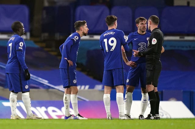 Chelsea's players were not happy after Villa's equaliser