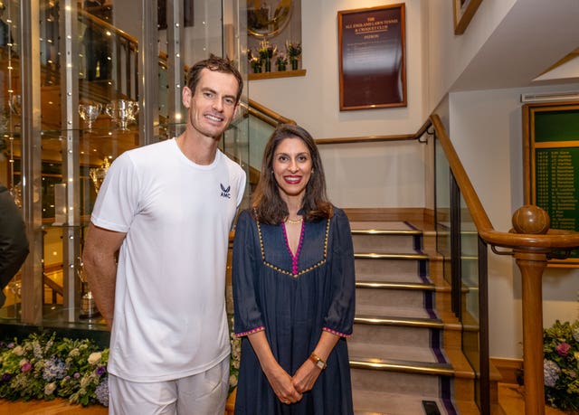 Nazanin Zaghari-Ratcliffe with Andy Murray at Wimbledon 