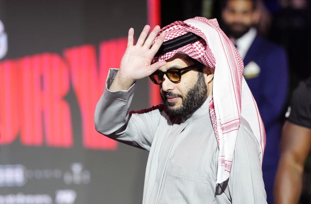 Turki Alalshikh arriving at Tyson Fury's 2024 bout against Oleksandr Usyk.