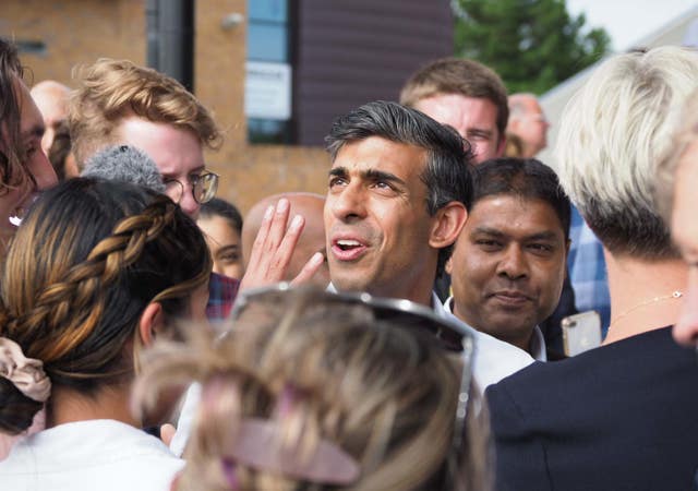 Rishi Sunak meets Tory members at Fontwell Park racecourse as part of his campaign to be leader of the Conservative Party and the next prime minister