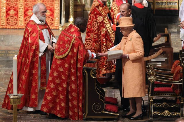 The Queen and the Duke of Edinburgh in Westminster Abbey
