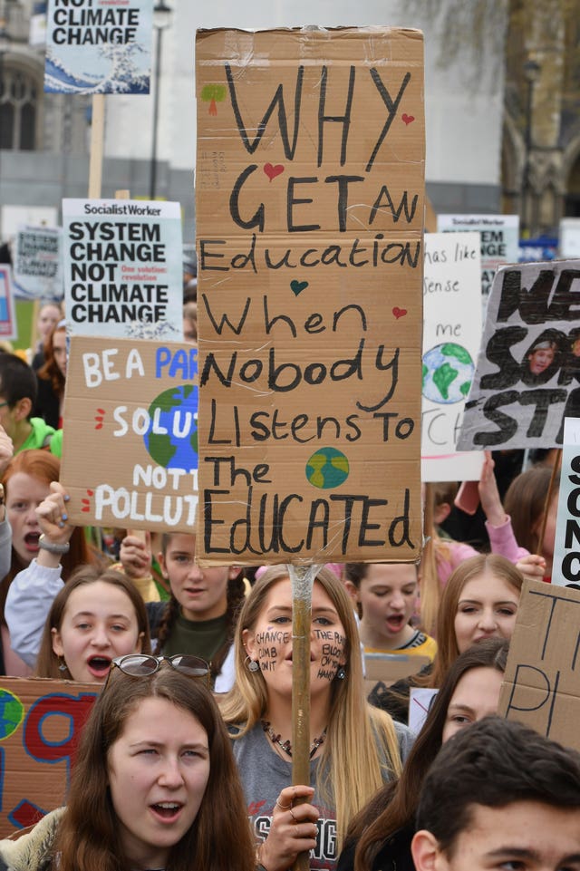 Students joined the protest organised by Youth Strike 4 Climate