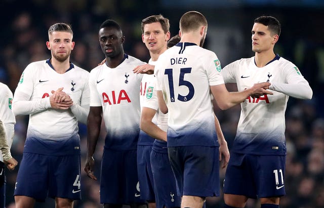 Eric Dier blazed his penalty over the bar for Tottenham (Nick Potts/PA).