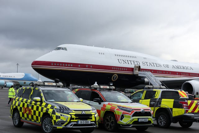 Garda vehicles after US President Donald Trump arrived on Air Force One