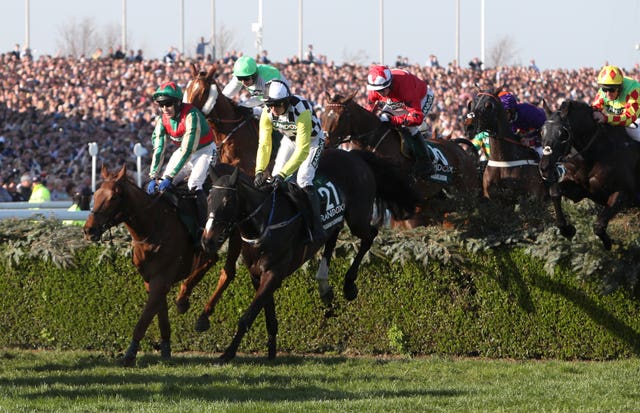 Vieux Lion Rouge (left) gave Tom Scudamore valuable Aintree experience