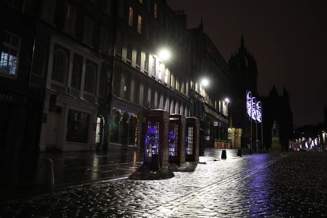 An empty Royal Mile in Edinburgh