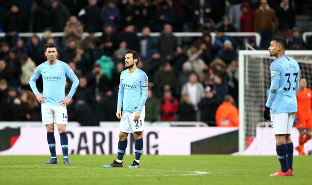 Aymeric Laporte), David Silva and Gabriel Jesus reflect on the shock defeat to Newcastle (Richard Sellers/PA).