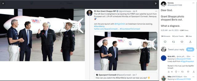 Screengrab from the Twitter feed of @Goosey30111568 showing a comparison of the two images