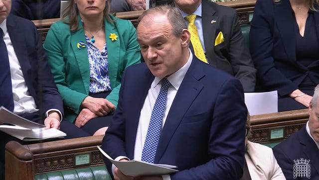 Sir Ed Davey speaking during Prime Minister’s Questions 