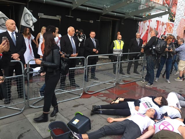 Extinction Rebellion protest at London fashion Week