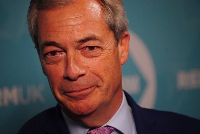 A close-up of Reform UK leader Nigel Farage