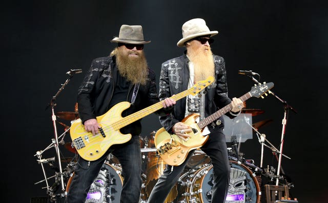 ZZ Top on the Pyramid Stage at the Glastonbury Festival in 2016