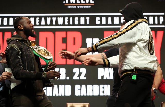 Deontay Wilder and Tyson Fury were involved in a shoving match at their Las Vegas press conference