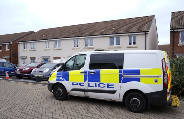 Police at the scene in Dragon Rise in Norton Fitzwarren, near Taunton in Somerset