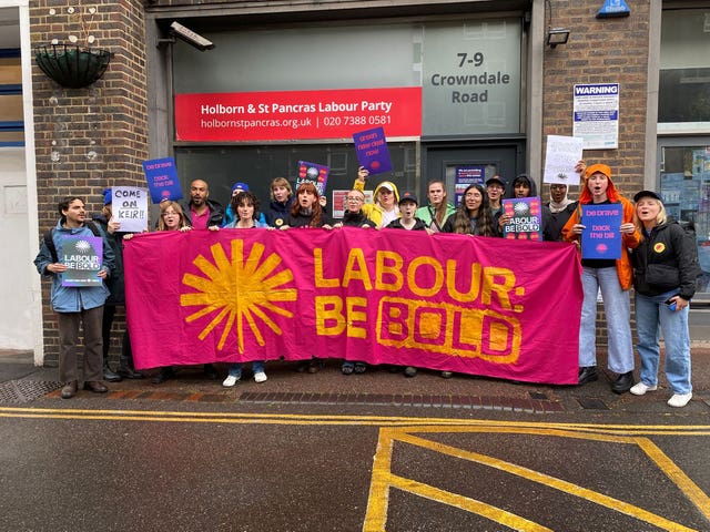Demonstrators with the campaign group Green New Deal Rising during a protest outside Sir Keir Starmer's constituency offices earlier this year