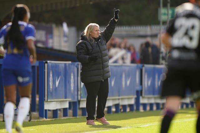 Chelsea manager Emma Hayes on the touchline (Bradley Collyer/PA)