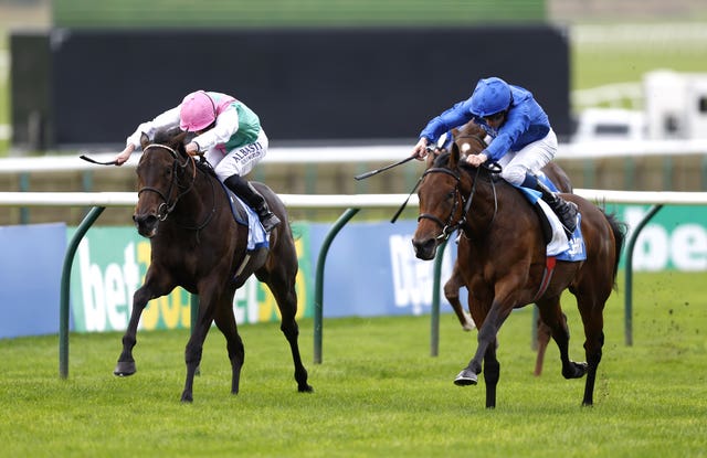Dance Sequence (right) winning the Oh So Sharp Stakes