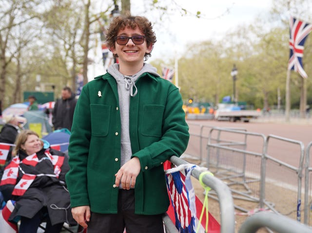 Royal fan Braden Miller camping out on The Mall, 