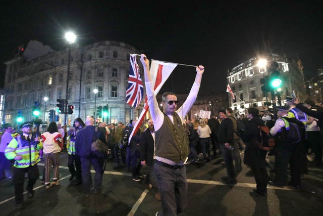 Protesters gathered in Trafalgar Square